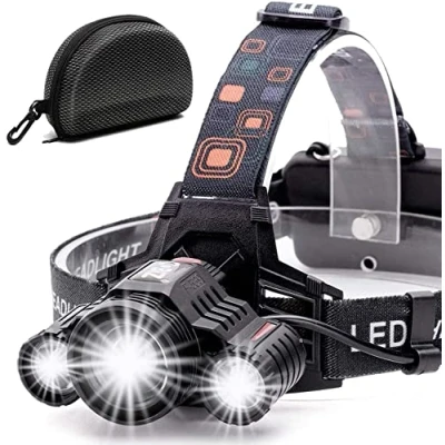 Immagine di Torcia Frontale, Cobiz Lampada Frontale Led Ricaricabile Usb 10000 Lumen Lampade da Testa Led, Luce Impermeabile Zoomable 4 Modalità, per Correre Campeggio Corsa