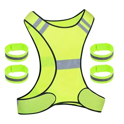 Immagine di lzijun Gilet Riflettente Alta visibilità, Giubbotto Regolabile, Bretelle Catarifrangenti per Corsa, Ciclismo, Camminata, Jogging, con 4 Strisce Riflettenti