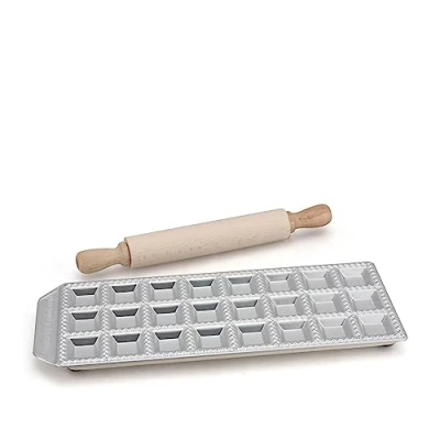 Immagine di KitchenCraft 304 Stampo in Alluminio per Ravioli, Legno, Argento