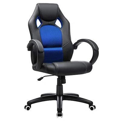 Immagine di SONGMICS Sedia da Ufficio Girevole, Altezza Regolabile, Poltrona Gaming, Computer, con Meccanismo di Inclinazione, Nero e Blu OBG56L