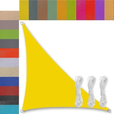 Immagine di tenda a vela 1.6x1.6x2.3m triangolare da esterno giardino terrazzo impermeabile sole terrazza gazebo cortile feste Giallo fluorescente
