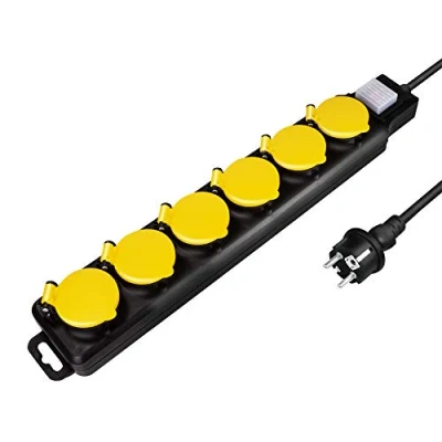 Immagine di LogiLink LPS256 Ciabatta elettrica per esterni, 6 prese (6 CEE 7/3) con protezione IP 44 e interruttore on/off, nero