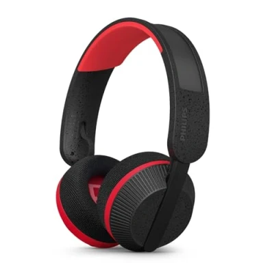 Immagine di PHILIPS TAA6219BK Serie 6000 Over Ear Cuffie Bluetooth sportive autoalimentate ad energia solare, riserva di batteria 80 ore ideale per allenamenti, corsa e altri sport Nero Rosso