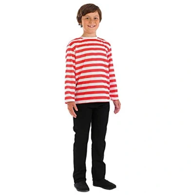 Immagine di Fun Shack Maglietta A Righe Bambino Bianco E Rosso, Maglia Bambino, Rossa Manica Lunga, Maniche Lunghe M