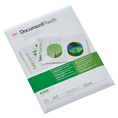 Immagine di GBC Pouch Confezione da 25 Buste per Plastificazione a Caldo, con Finitura Lucida, in Formato A3, Spessore di 2 x 125 Micron, 303 426 mm, 3747237