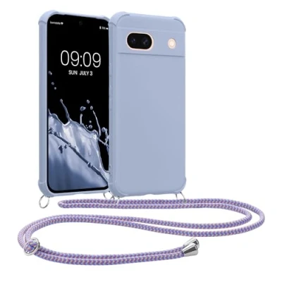 Immagine di kwmobile Custodia Compatibile con Google Pixel 8a Cover Back Case in Silicone TPU Protezione Smartphone Cordino lavanda