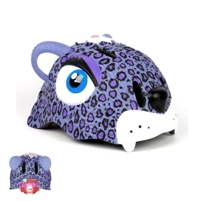 Immagine di Crazy Safety Casco per Bici Bambini 2 7 Anni, Ideale Bicicletta, Skateboard, Monopattino, Pattini a Rotelle Caschetto da 3D Regolabile 49 55 cm (Leopardo Viola)