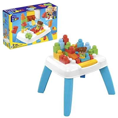 Immagine di MEGA BLOKS Tavolino blocchi a caduta, set con 2 funzioni di 23 da costruzione grandi e 1 personaggio Block Buddies, Giocattolo per Bambini 1+ Anni, HHM99