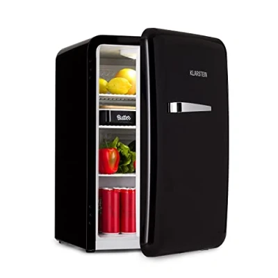 Immagine di KLARSTEIN Mini Frigo, Frigo Portatile, Frigorifero Piccolo da Ufficio, Camera con Sbrinamento Manuale, Design Vintage, Campeggio Silenzioso, Bar 0 10C, 70L