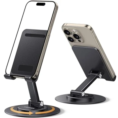 Immagine di UGREEN Supporto Cellulare Regolabile da Tavolo, Porta per iPad Mini con Base Girevole a 360 Gradi Compatibile Samsung S24/ S23, iPhone 16/15/14/13 e ecc