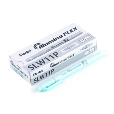 Immagine di Pentel Illumina Flex SLW11P Evidenziatore a doppia punta, colore: Azzurro (Confezione da 10)