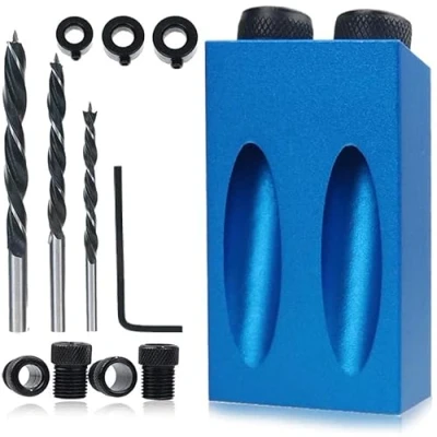 Immagine di 14pcs 15 Pocket Hole Jig kit perforazione di falegnameria obliqua Drill Guide Set Puncher Positioner Locator Tool