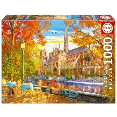 Immagine di Educa Puzzle di 1000 pezzi per adulti Autunno a Notre Dame. Misura: 68 x 48 cm. Include la colla Fix Puzzle. Da 14 anni (19936)