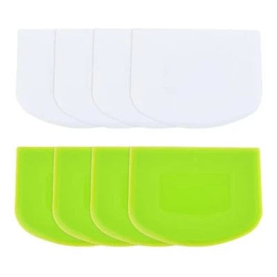 Immagine di EUPSIIU 8 Pezzi Tagliapasta Multiuso, Spatola Pizza Tarocco per Impasti, Raschietto in Plastica, Taglio Torte, Pasta, Pizza, Pane, Utensile da Cucina (Bianco Verde)