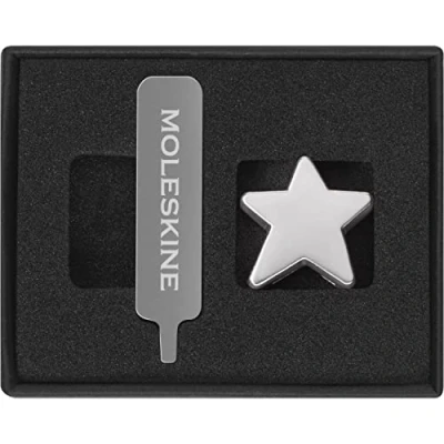 Immagine di Moleskine Pin per Taccuino o Agenda Stella, Spilla Personalizza la Chiusura con Elastico, Idee Regalo Personalizzato, Colore Argento