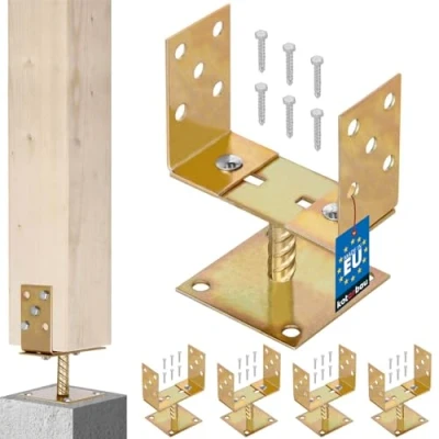 Immagine di KOTARBAU® Set di 4 supporti a U da avvitare, 0 160 mm, per pali in legno zincato, piedini supporto, ancoraggio, regolabile altezza, larghezza