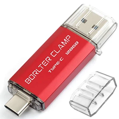 Immagine di 128GB Chiavetta USB 3.0 Type C, 2 in 1 Pen Drive (USB C &amp; 3.0) Memoria Flash, OTG Flash Girevole per Android Smartphone/Tablet/Computer (Rosso)
