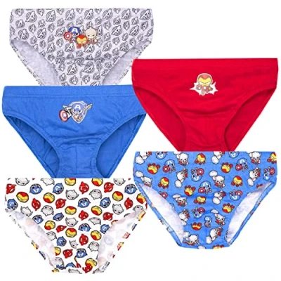 Immagine di Marvel Confezione Multipla di Biancheria Intima per Ragazzi da 5 Pantaloni in Cotone 100% varietà Modelli Avengers Merce Ufficiale