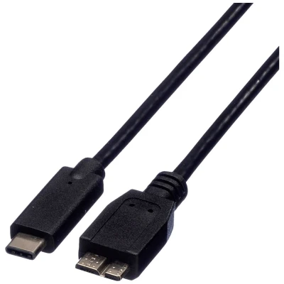 Immagine di Roline Cavo USB 3.2 Gen1 (USB 3.0) Spina C®, Micro B 0.50 m Nero Schermato 11.02.9005