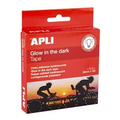 Immagine di APLI 19235 Nastro Adesivo Luminescente, Gloss al Buio, Rotolo di Segnaletica e Sicurezza 20 mm x 5 m
