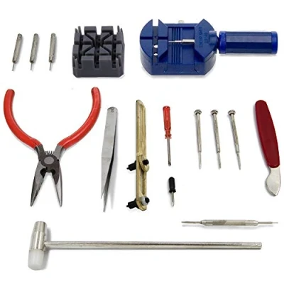 Immagine di MMOBIEL 16 PCS Kit attrezzi di riparazione per orologiai gioiellieri a vite tutti i tipi orologi e sostituzione batteria