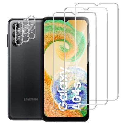 Immagine di Dlxiks 3+3 Pezzi Vetro Temperato per Samsung Galaxy A04s,Installazione Facile,9H Durezza,Pellicola Prottetiva Anti Graffio,HD Trasparente,Vetro Protettivo A04s
