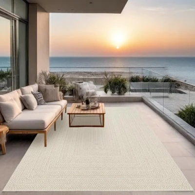 Immagine di the carpet Kansas robusto tappeto per esterni ed interni in juta naturale, resistente alle intemperie, adatto a terrazze e giardini, ca. 120 x 170 cm