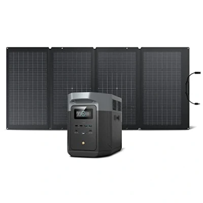 Immagine di ECOFLOW Generatore solare DELTA 2 Max, 2048Wh Batteria LFP centrale elettrica portatile e pannello 220W,Max 3100W uscita CA, Ricarica rapida 0 100% in 81 minuti, per all&#039;aperto,campeggio,camper