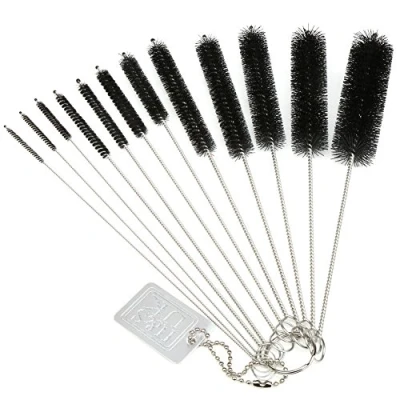 Immagine di H&amp;S Set di Scovolino Bottiglie 12 Pezzi Scovolini Biberon, o Tubi Metallici Lavabottiglie in Acciaio Inossidabile e Setole Nylon Spazzola