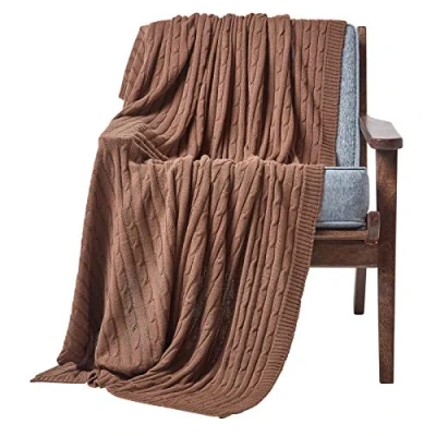 Immagine di Homescapes Coperta blu realizzato a mano, molto spessa e confortevole in puro cotone di 130 x 170 cm, Cotone, marrone, cm