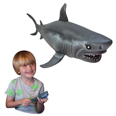 Immagine di Rep Pals Grande Squalo Bianco, Giocattolo Elastico di Deluxebase. Animaletti Gomma Super Elastici Che sembrano Veri, Perfetti per i Bambini
