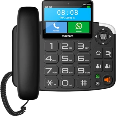 Immagine di Maxcom MM42D SE 4G VoLTE Smartphone da scrivania con filo per ufficio e uso domestico Touch screen a colori 4&quot; HotSpot Wi Fi Pulsante SOS Bluetooth WhatsApp Android