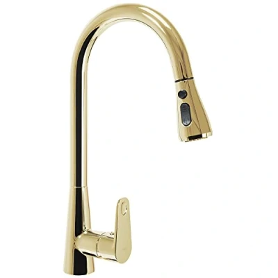 Immagine di Rea RUBINETTO cucina ORO MILD Miscelatore lavello in ottone monocomando caldo e freddo regolabile girevole a 360 (Oro)