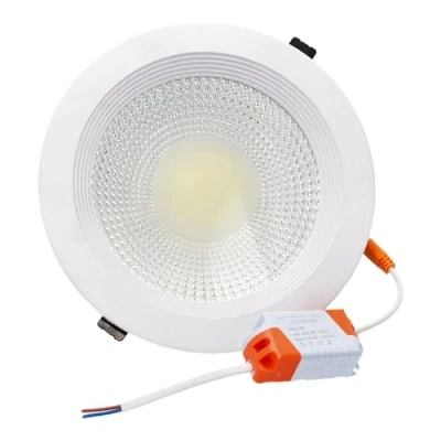Immagine di JANDEI Downlight LED COB da incasso 20W, Faretto Rotondo Cornice Alluminio Bianco, 190x50mm (foro 170mm), 1800 Lm. Ideale Bagni e Cucine 1 unitá (Luce Fredda 6000K)