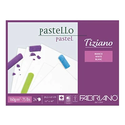 Immagine di Unbekannt FABRIANO Tiziano Pastello Bianco 30,5 x 41 cm 24 Fogli 160 g/m2 Alto Straccio Acido e Resistente all&#039;invecchiamento Superficie Ruvida,