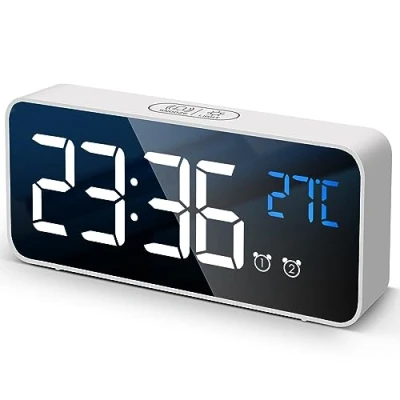Immagine di 2024 Newest Sveglia Digitale, da Comodino Temperatura, 2 Allarme, Snooze, 4 Livelli di luminosità, Controllo Vocale, USB Ricaricare, Sistema 12/24 Ore