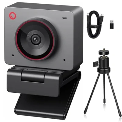 Immagine di OBSBOT Meet 2 Ultra HD 4K Streaming Webcam, 1080p at 60 FPS, Videokonferenz Kamera mit KI Automatischem Bildausschnitt, USB C, Dual Noise Reducing Mics, Ideal for Gaming or Grau