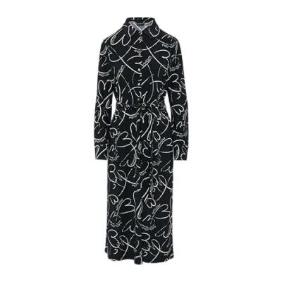 Immagine di s.Oliver Black Label Gemustertes AUS MIT Bindeband Abito a camicia, Donna, Taglia: 42, Navy