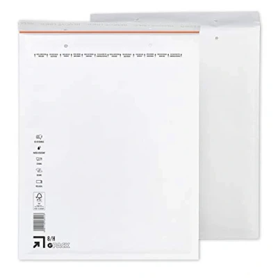 Immagine di 100 buste imbottite a bolle d&#039;aria, 290 x 370 mm, H8, colore bianco, formato DIN B4