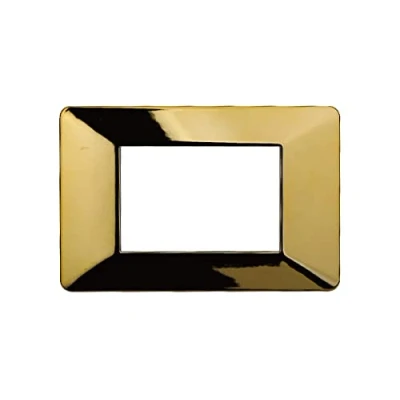 Immagine di Placca Compatibile Con Vimar Plana, Placche In Plastica, 1 Pezzo (3 Posti/Moduli,Oro Lucido)