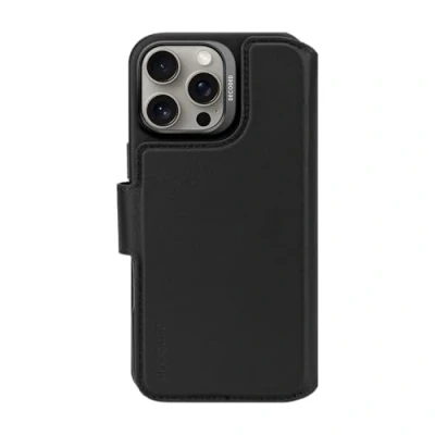Immagine di DECODED Custodia a portafoglio in pelle rimovibile 2 1 per iPhone 16 Pro Max, compatibile con MagSafe, vera ECCO premium, protezione completa, bordi rialzati proteggere lo schermo e la