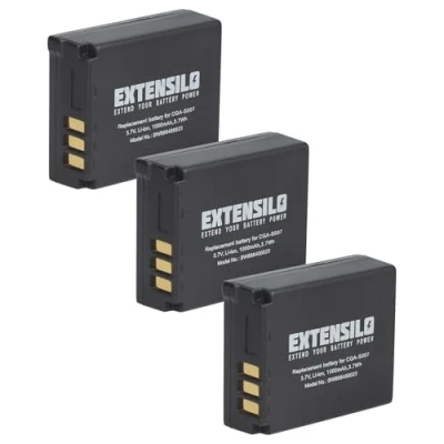 Immagine di EXTENSILO 3x batteria compatibile con Panasonic Lumix DMC TZ1, TZ2, TZ11, TZ15 fotocamera digitale DSLR (1000mAh, 3,7V, Li Ion)