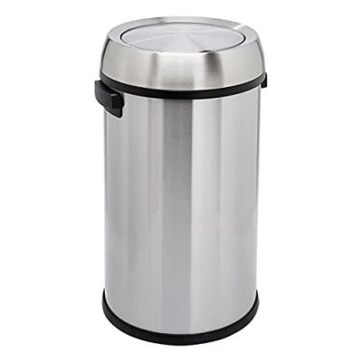 Immagine di Amazon Basics con coperchio aperto in acciaio inossidabile basculante, 65.0 L, Rotondo