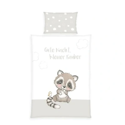 Immagine di Herding Set di Biancheria da Letto, Procione, Made in Green, Federa 40 x 60 cm con Chiusura a Busta, Copripiumino 100 135 Cerniera, 100% Cotone/Renforcé