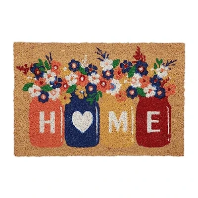 Immagine di Relaxdays Zerbino in Fibra di Cocco, 60 x 40 cm, Design Floreale Home, Tappetino Interni Esterni Antiscivolo, Colorato, 80% 20% plastica