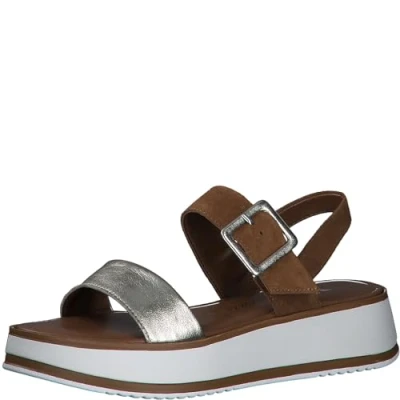Immagine di MARCO TOZZI Sandali Donna con Tacco in Pelle Comodi, Oro (Platinum Comb), 38 EU