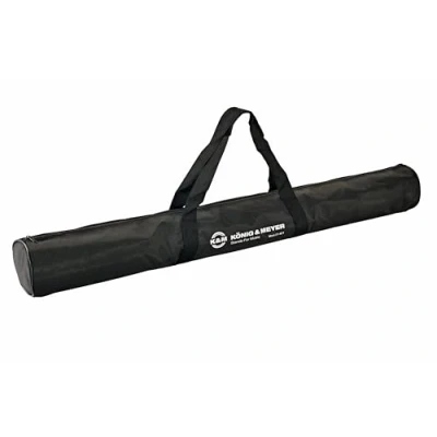 Immagine di K&amp;M 21421 Borsa da trasporto nera tessuto di nylon antistrappo e idrorepellente per 2 aste microfoniche, scomparti interni