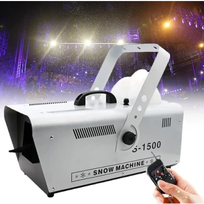 Immagine di Macchina per la Neve 1500W Artificiale Portatile con Telecomando Fiocchi di Feste, palcoscenici, Natale, Compleanno, Matrimonio