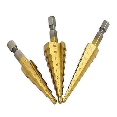 Immagine di Meichoon HSS Step Drill Bit Set 3 Pezzi 12mm/4 20mm, Titanium Coated Tool Multi Functional Hex Shank DC06