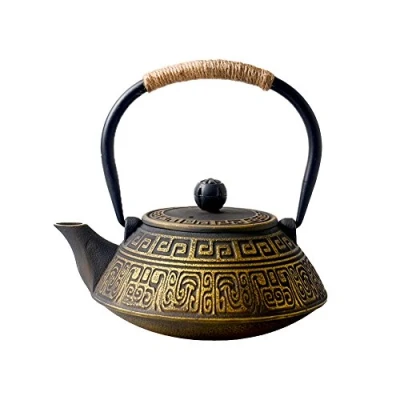 Immagine di HwaGui Ghisa teiera stufa bollitore retrò con infusore in acciaio inox per tè sfuso, 800 ml
